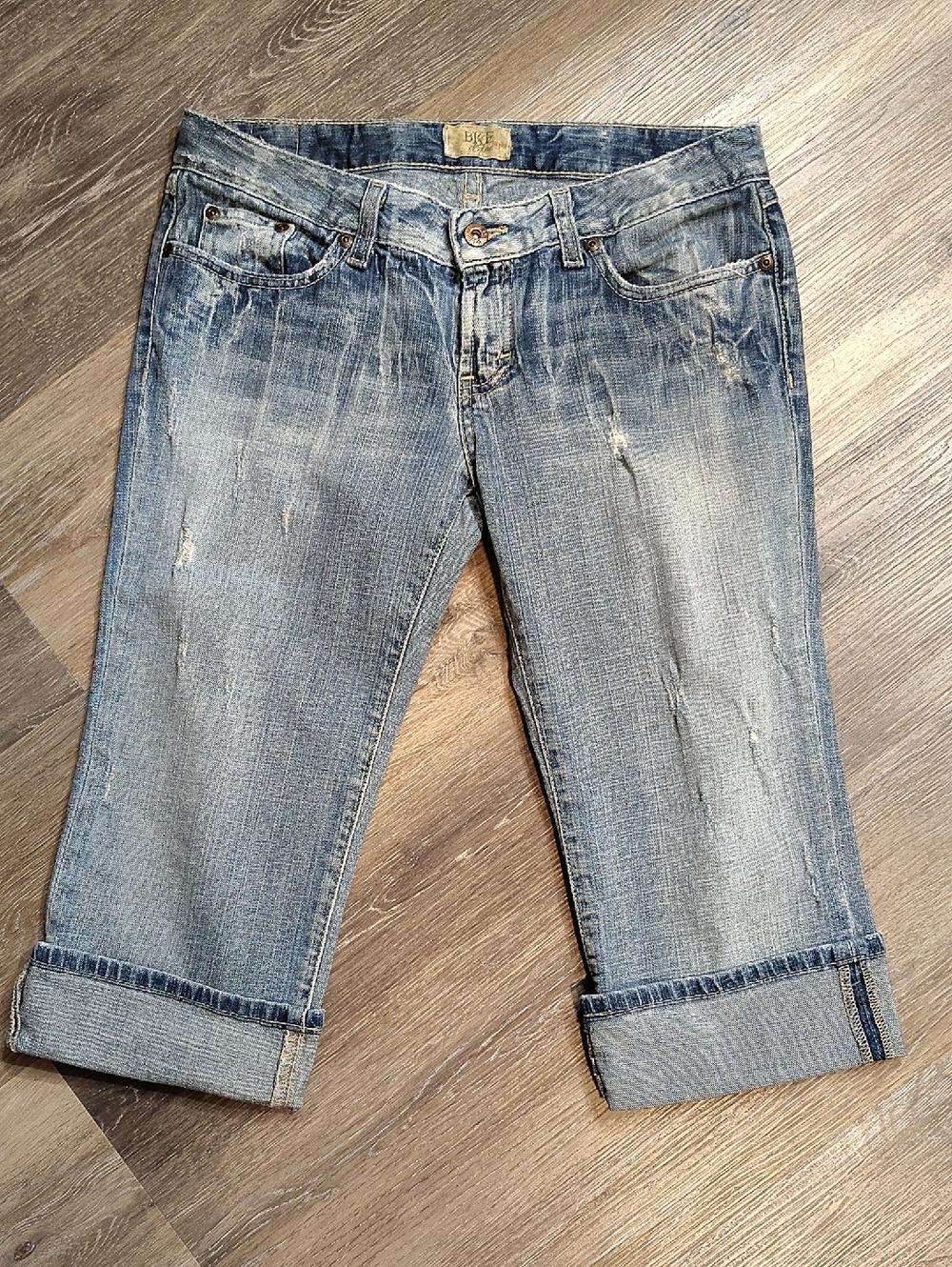 BKE Light Blue Cropped Distressed Denim Jeans